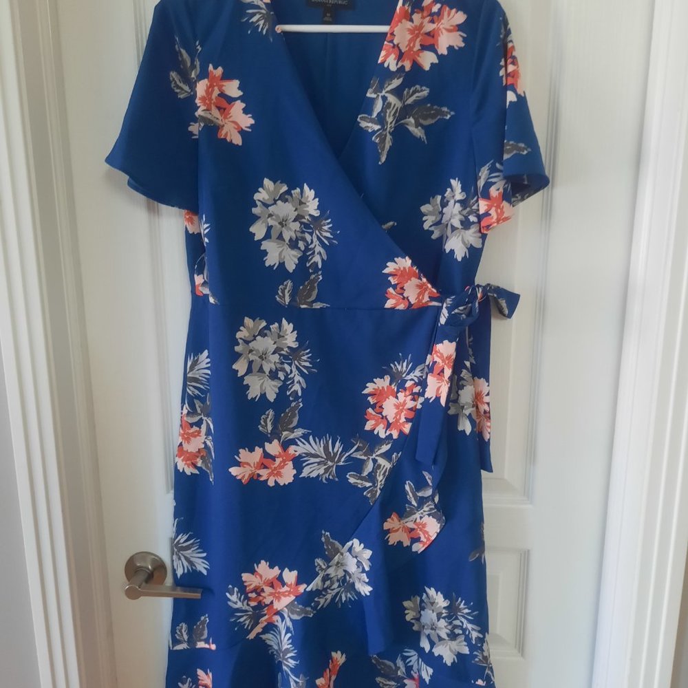 Banana Republic Factory Blue Floral Wrap Dress - Picture 7 of 9